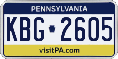 PA license plate KBG2605