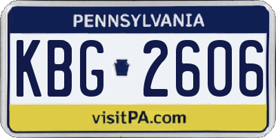 PA license plate KBG2606