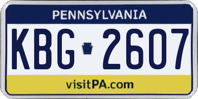 PA license plate KBG2607