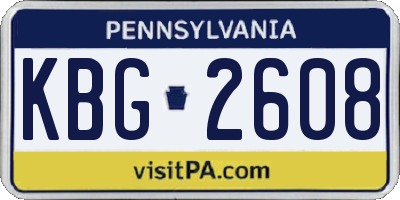 PA license plate KBG2608