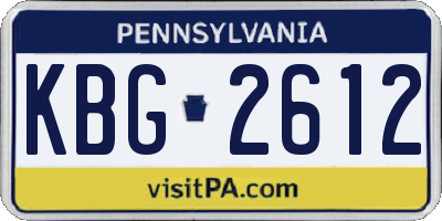 PA license plate KBG2612