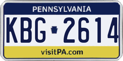 PA license plate KBG2614