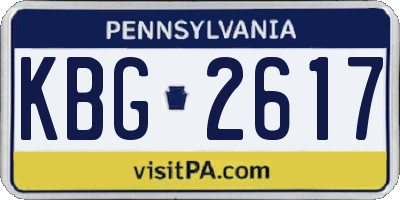 PA license plate KBG2617