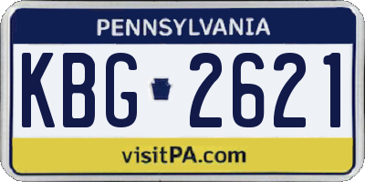PA license plate KBG2621