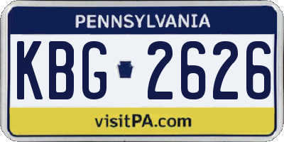 PA license plate KBG2626