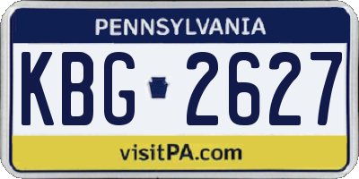 PA license plate KBG2627