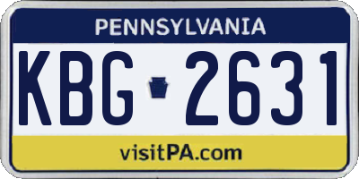 PA license plate KBG2631