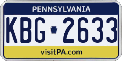 PA license plate KBG2633