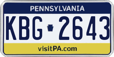PA license plate KBG2643