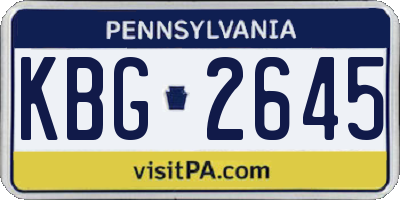 PA license plate KBG2645