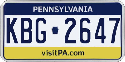 PA license plate KBG2647