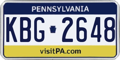 PA license plate KBG2648
