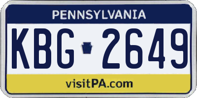 PA license plate KBG2649