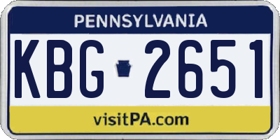 PA license plate KBG2651