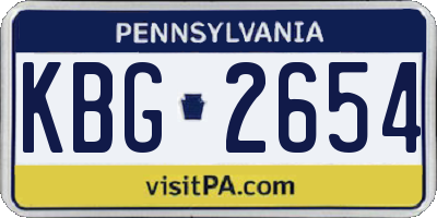 PA license plate KBG2654