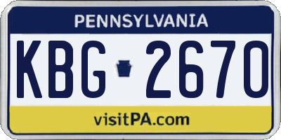 PA license plate KBG2670