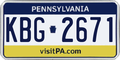 PA license plate KBG2671