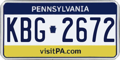 PA license plate KBG2672