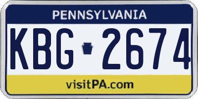 PA license plate KBG2674