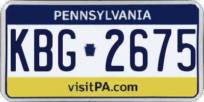PA license plate KBG2675