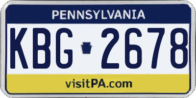 PA license plate KBG2678