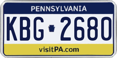 PA license plate KBG2680