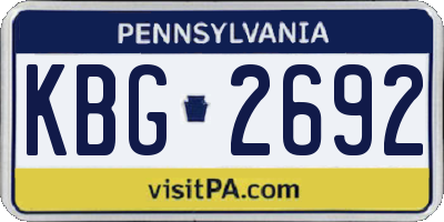 PA license plate KBG2692
