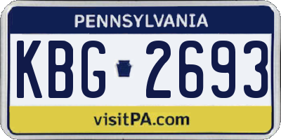PA license plate KBG2693