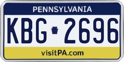 PA license plate KBG2696