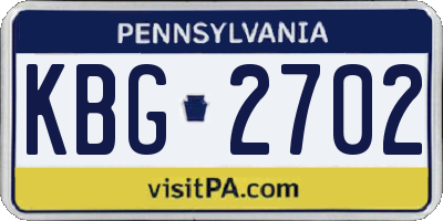 PA license plate KBG2702