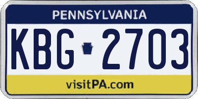 PA license plate KBG2703