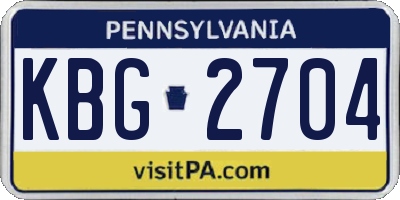PA license plate KBG2704