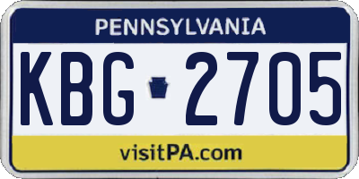 PA license plate KBG2705