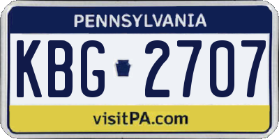 PA license plate KBG2707