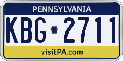 PA license plate KBG2711