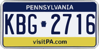 PA license plate KBG2716