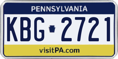 PA license plate KBG2721