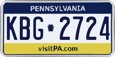 PA license plate KBG2724