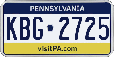 PA license plate KBG2725
