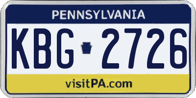 PA license plate KBG2726
