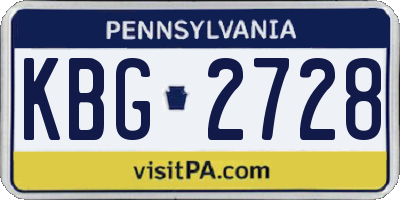 PA license plate KBG2728