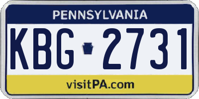 PA license plate KBG2731