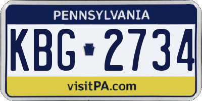 PA license plate KBG2734