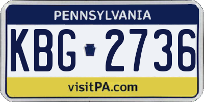 PA license plate KBG2736