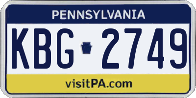 PA license plate KBG2749