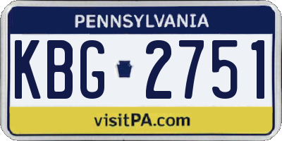 PA license plate KBG2751