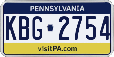 PA license plate KBG2754