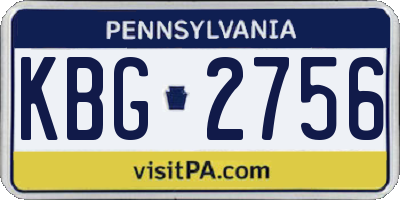 PA license plate KBG2756