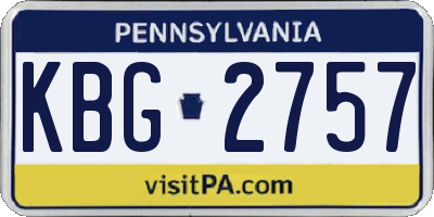 PA license plate KBG2757
