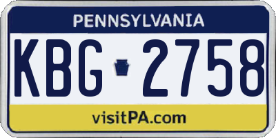 PA license plate KBG2758